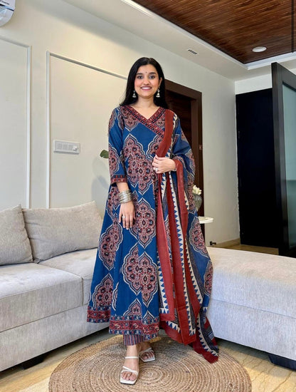 Indira Indigo Block Print Cotton Set