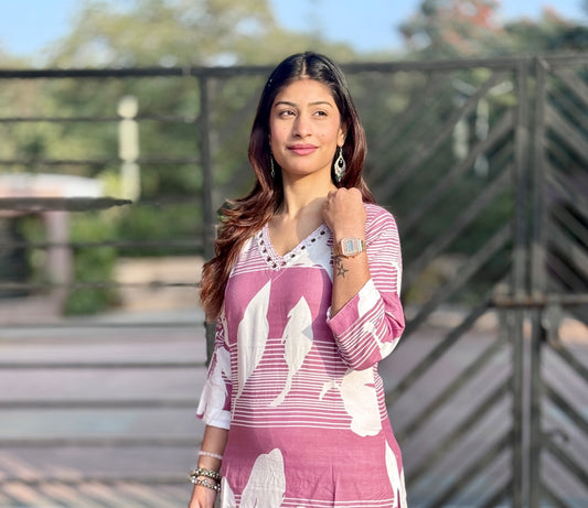 Gulabi Viscose Bloom Kurta Set
