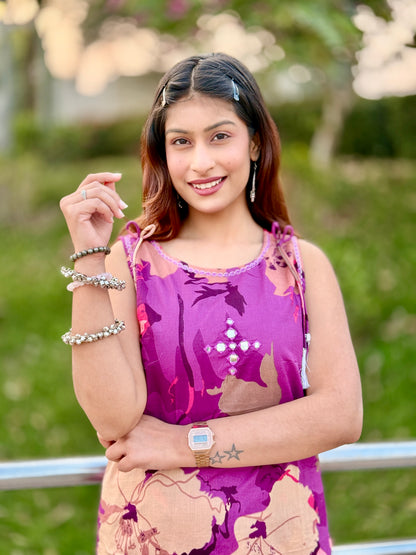 Purple Vastra Pushp Kurta Set