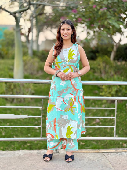 Aqua Vanika Floral Cotton Set