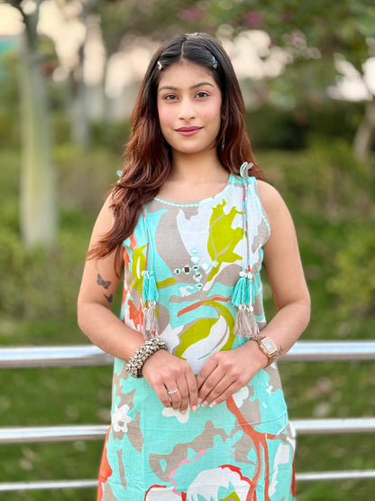 Aqua Vanika Floral Cotton Set