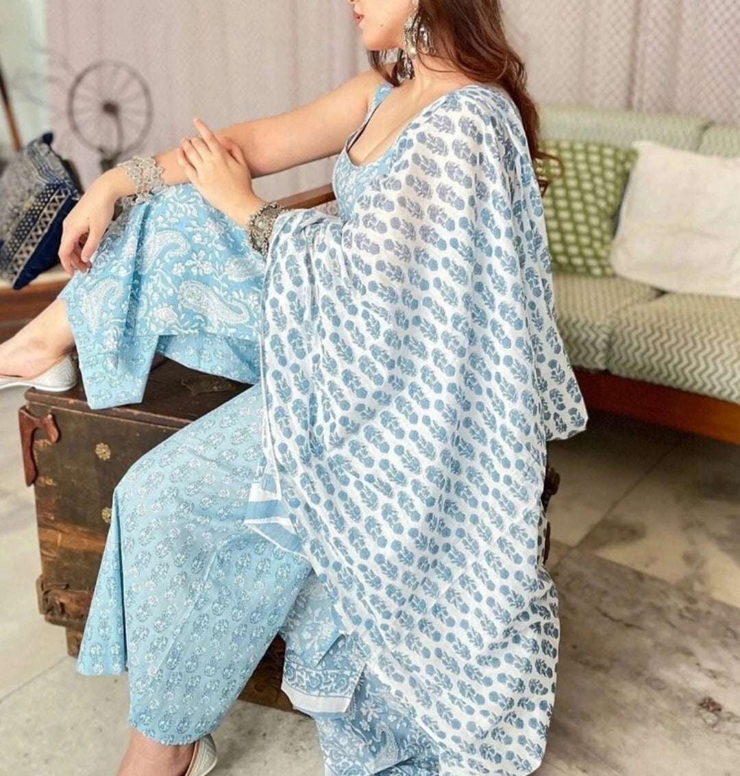 Aarvi Sky Paisley Suit Set