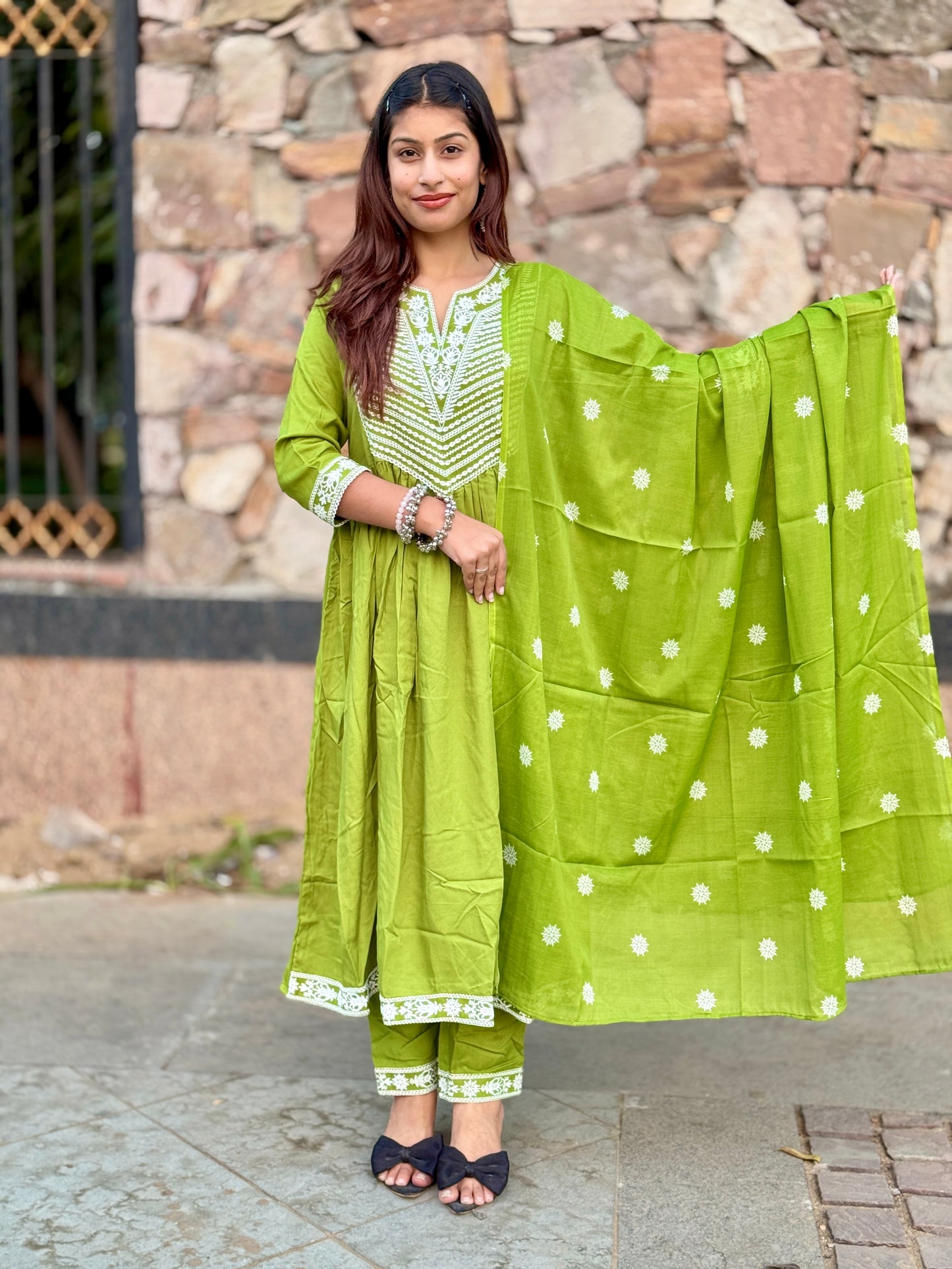 Kesarika Lime Bloom Anarkali Set