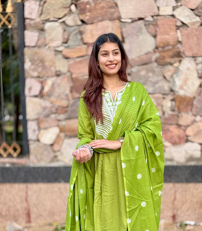 Kesarika Lime Bloom Anarkali Set