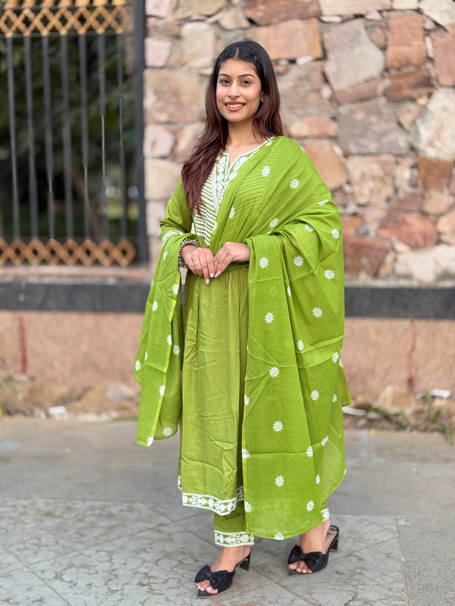 Kesarika Lime Bloom Anarkali Set