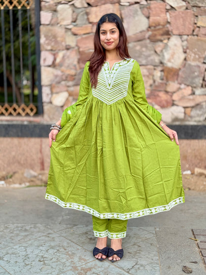 Kesarika Lime Bloom Anarkali Set