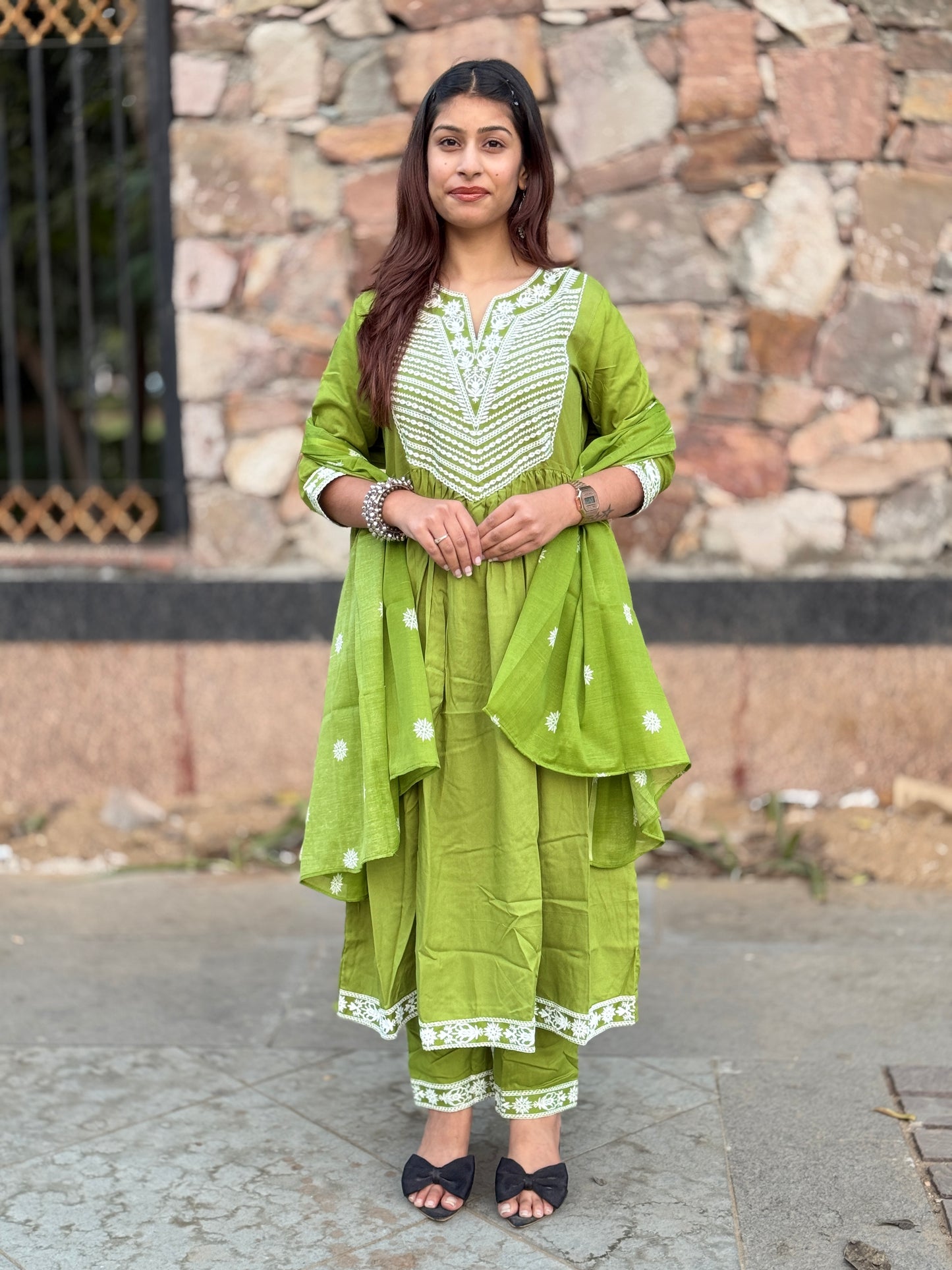 Kesarika Lime Bloom Anarkali Set