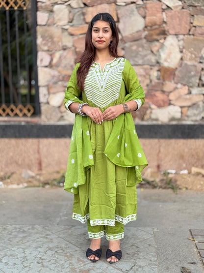 Kesarika Lime Bloom Anarkali Set