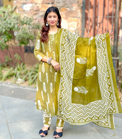 Olive Vriksha Cotton Suit Set