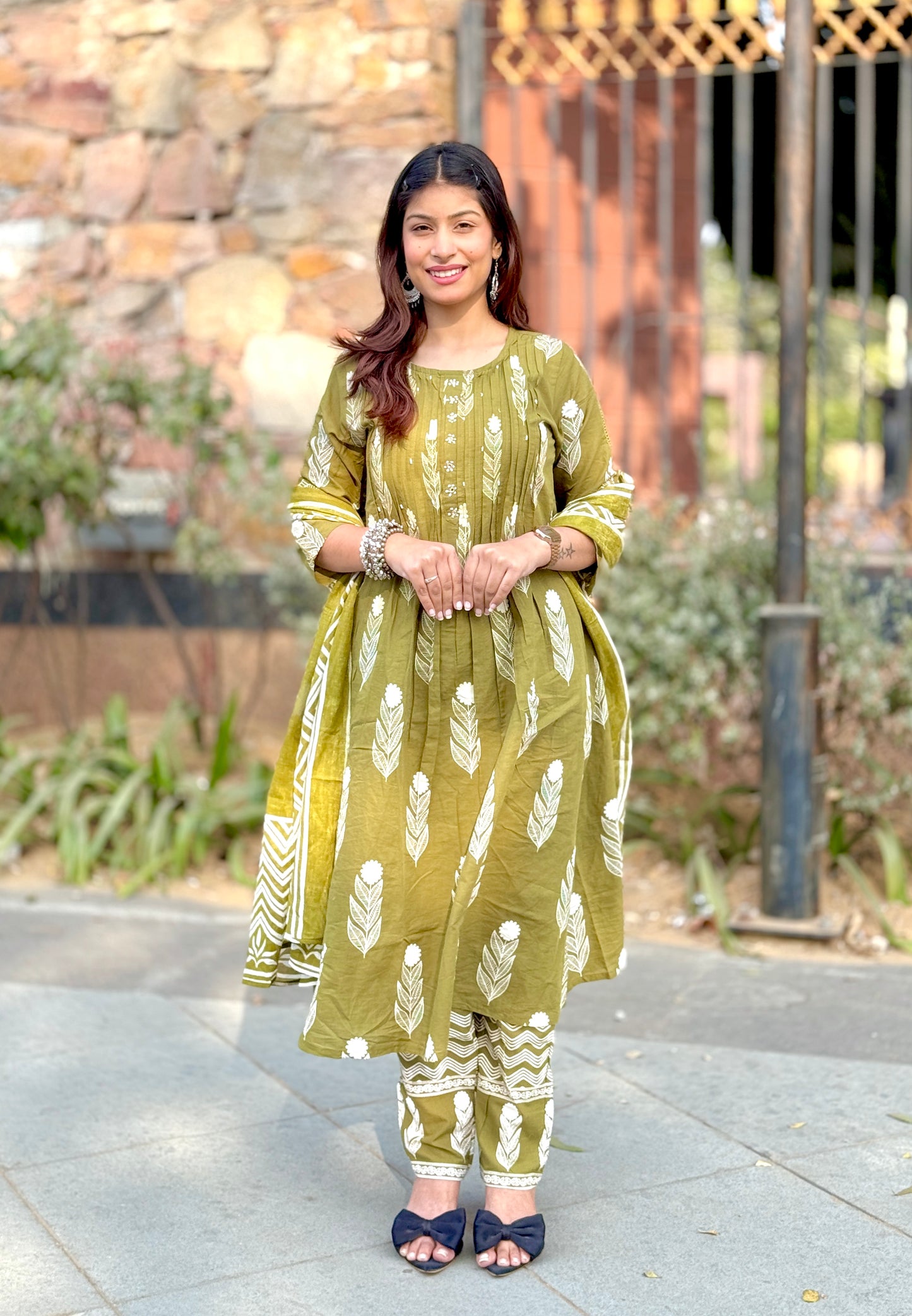 Olive Vriksha Cotton Suit Set