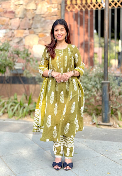 Olive Vriksha Cotton Suit Set