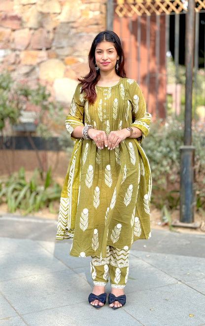Olive Vriksha Cotton Suit Set