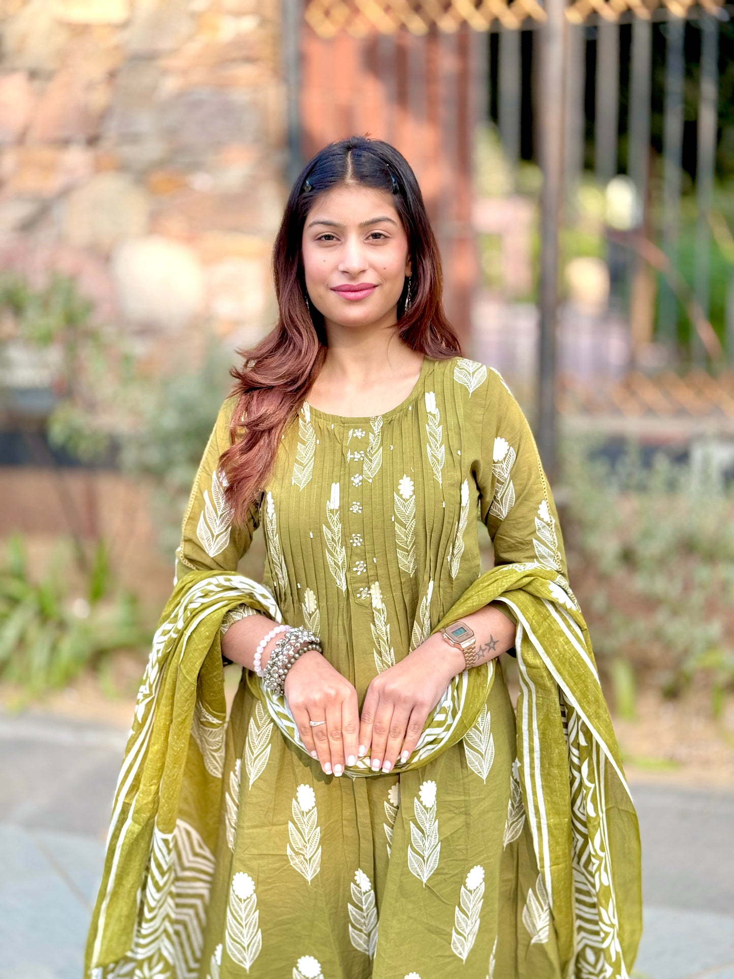 Olive Vriksha Cotton Suit Set