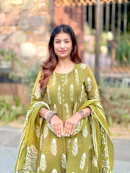 Olive Vriksha Cotton Suit Set