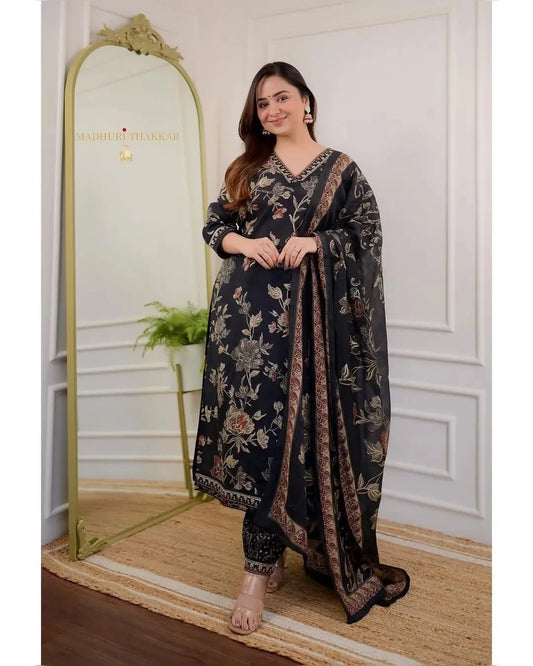 Falak Midnight Blossom Cotton Suit Set