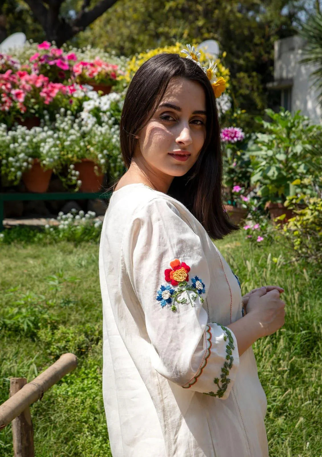 Garden Grace Embroidered Cotton Kurta Set