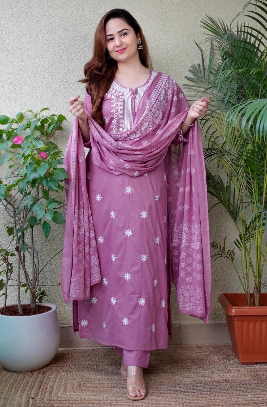 Pink Petal Charm Viscose Suit Set