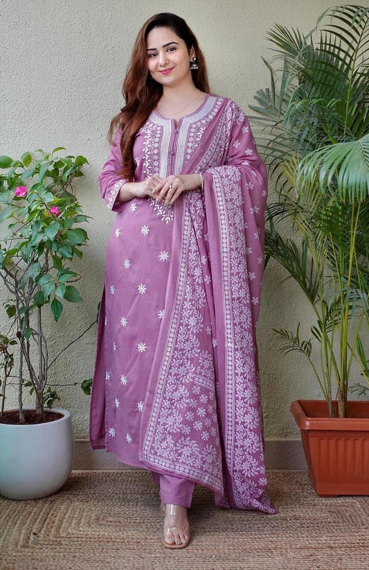 Pink Petal Charm Viscose Suit Set