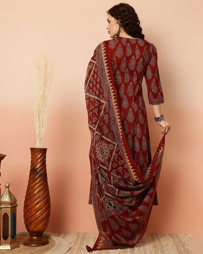 Rustic Ruby Pure Viscose Suit Set