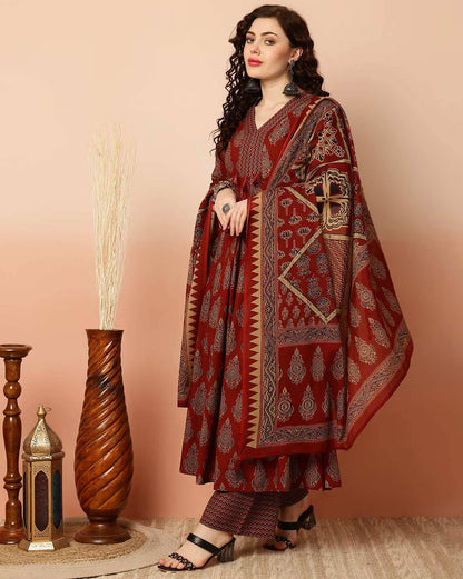 Rustic Ruby Pure Viscose Suit Set