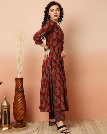 Rustic Ruby Pure Viscose Suit Set