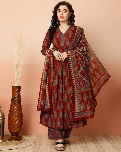 Rustic Ruby Pure Viscose Suit Set