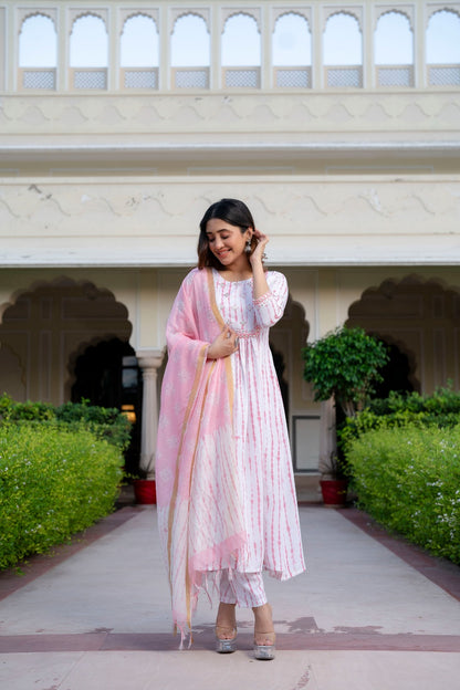 Blush Stripes Pure Viscose Suit Set