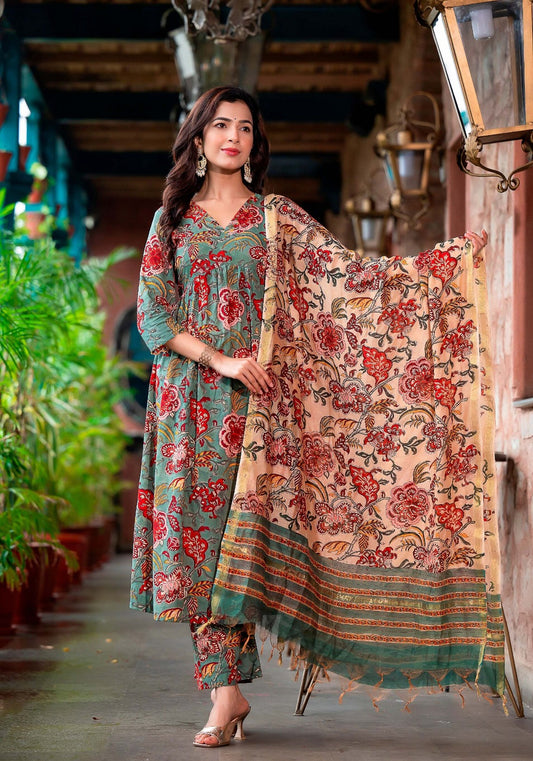 Rustic Bloom Pure Viscose Kurta Set