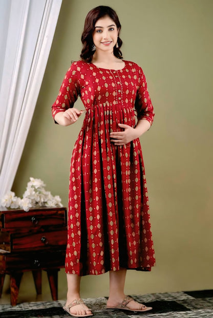 Scarlet Bloom Maternity Gown