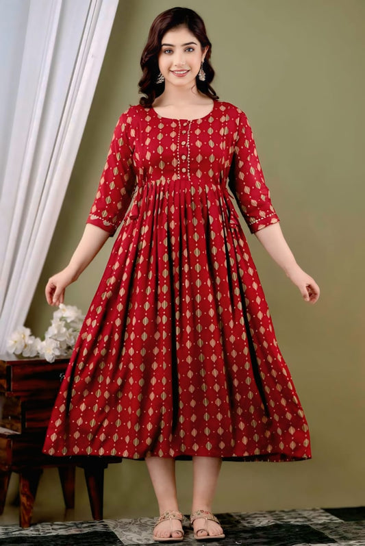 Scarlet Bloom Maternity Gown