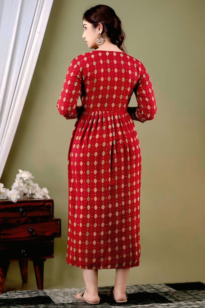 Scarlet Bloom Maternity Gown
