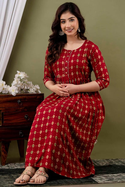 Scarlet Bloom Maternity Gown