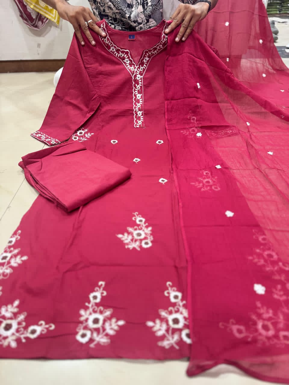 Mehrnaz Maroon Cotton Grace Set