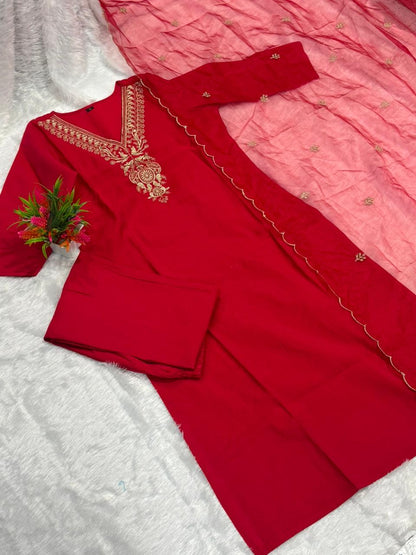 Mehrose Maroon Silk Elegance Set