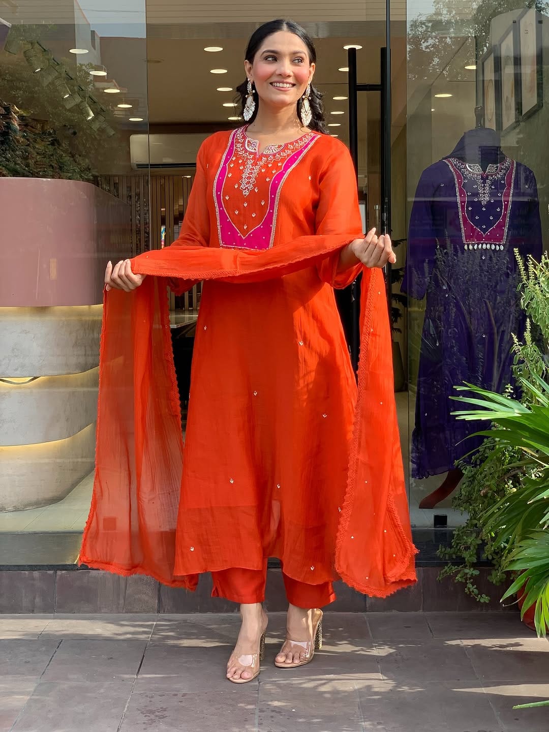 Aarini Tangerine Mul Cotton Set