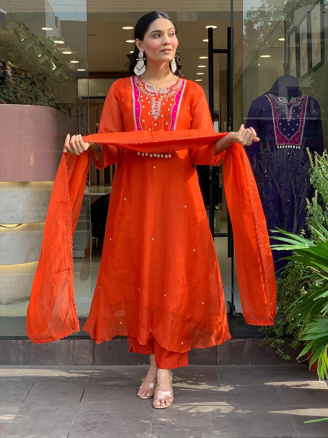 Aarini Tangerine Mul Cotton Set