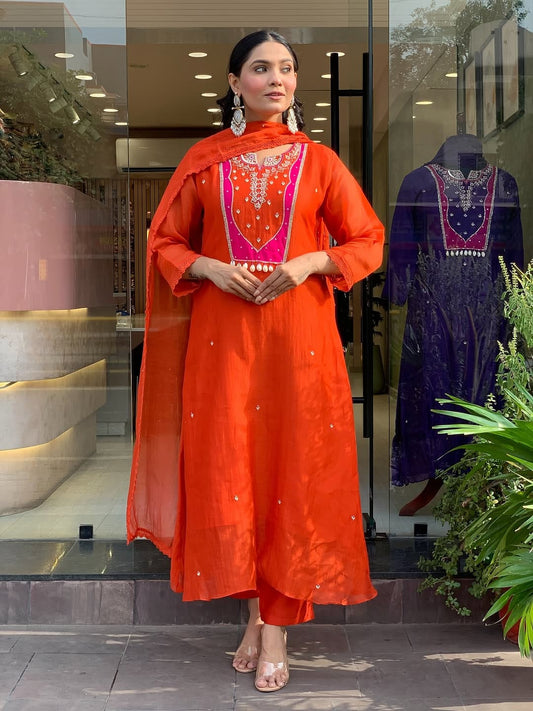 Aarini Tangerine Mul Cotton Set