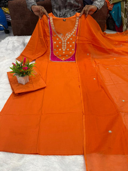 Aarini Tangerine Mul Cotton Set