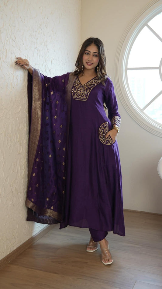 Aarohi Regal Zari Cotton Suit Set