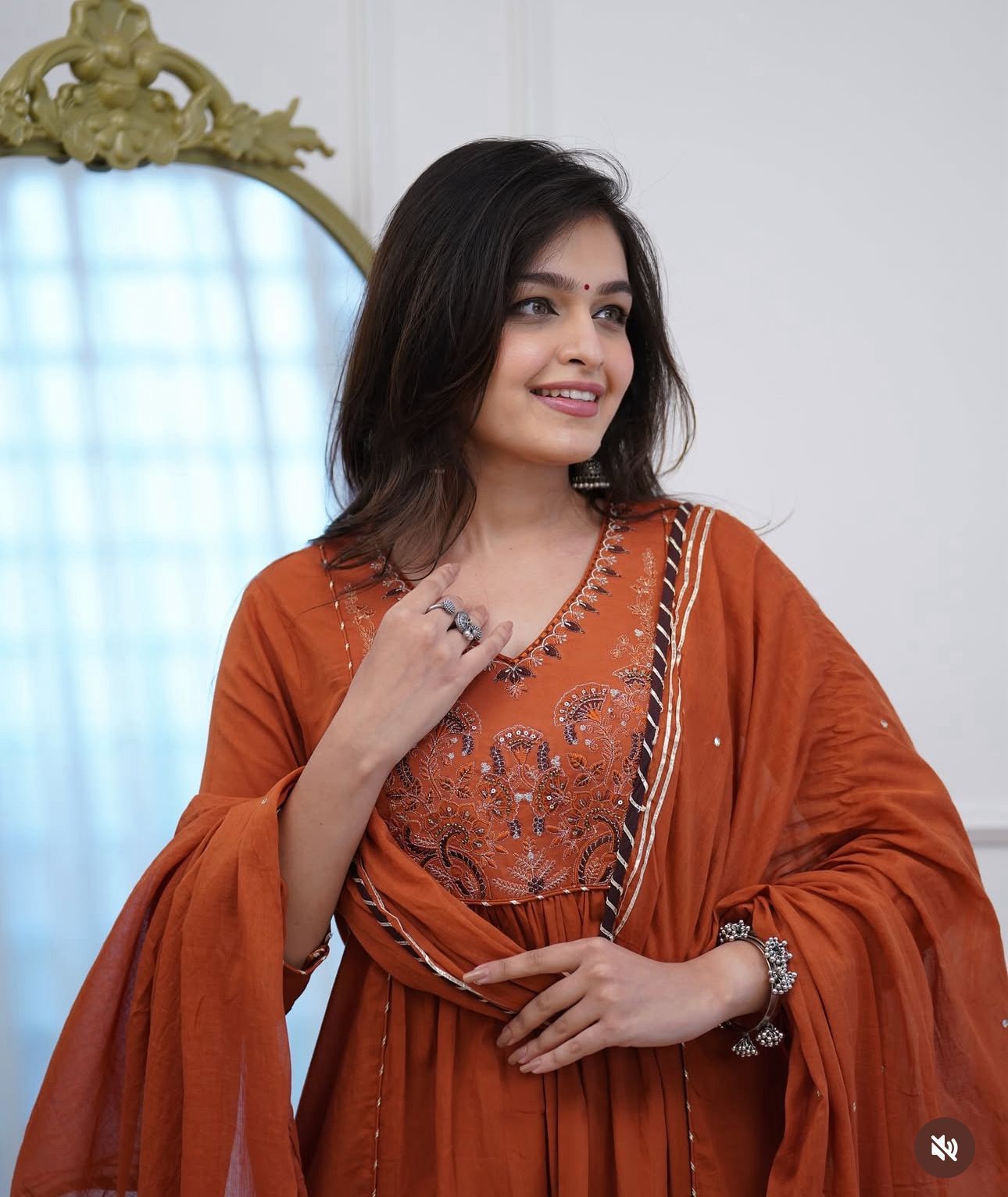 Noorika Rust Ghera Cotton Suit Set