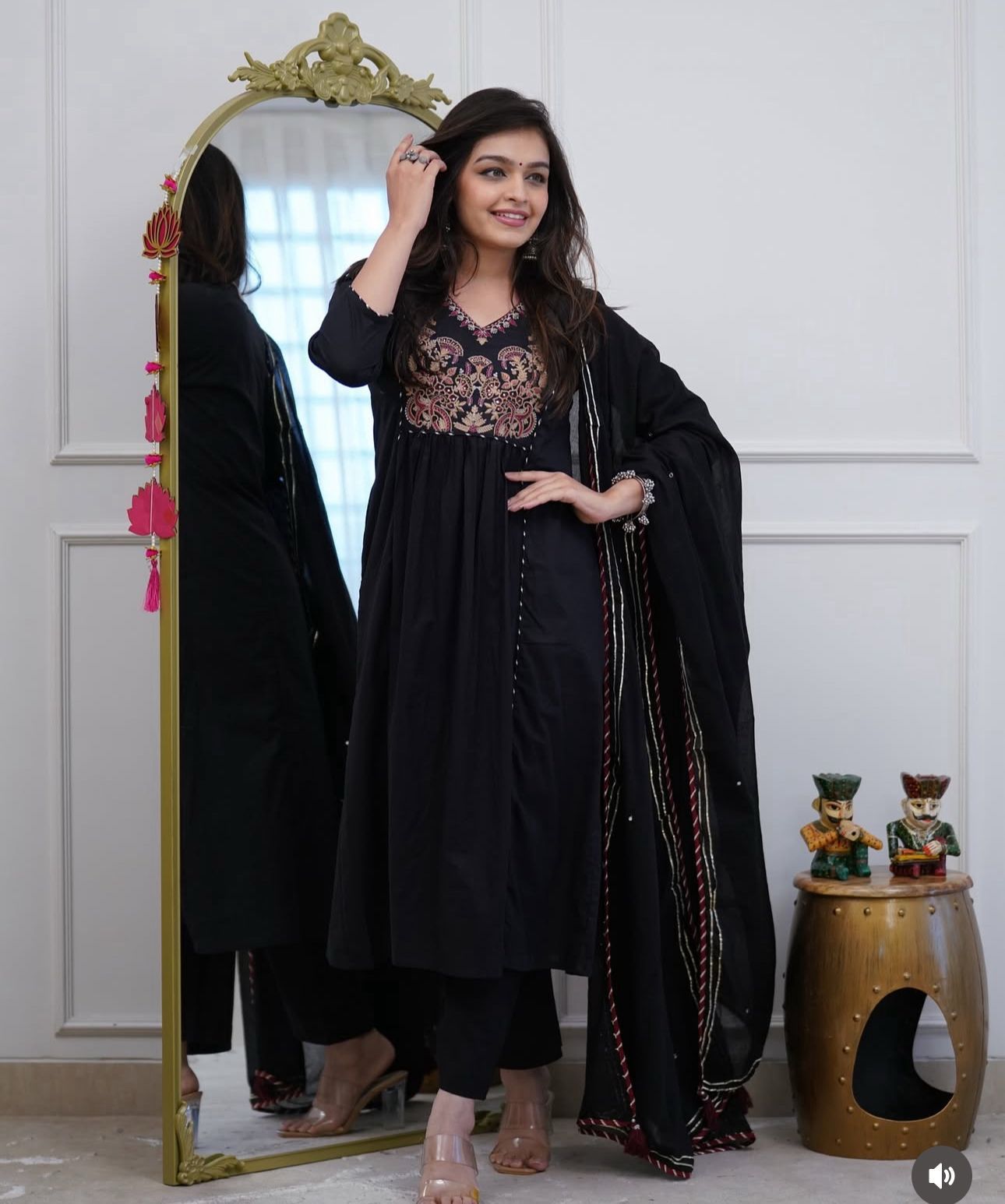 Noorika Midnight Ghera Cotton Suit Set