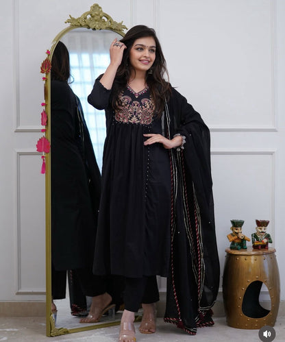 Noorika Midnight Ghera Cotton Suit Set