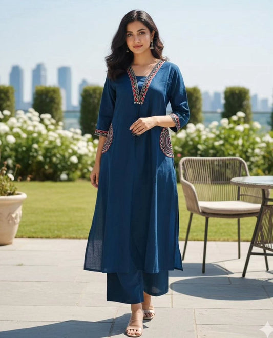 Anvika Royal Neel Kurti Pant Set