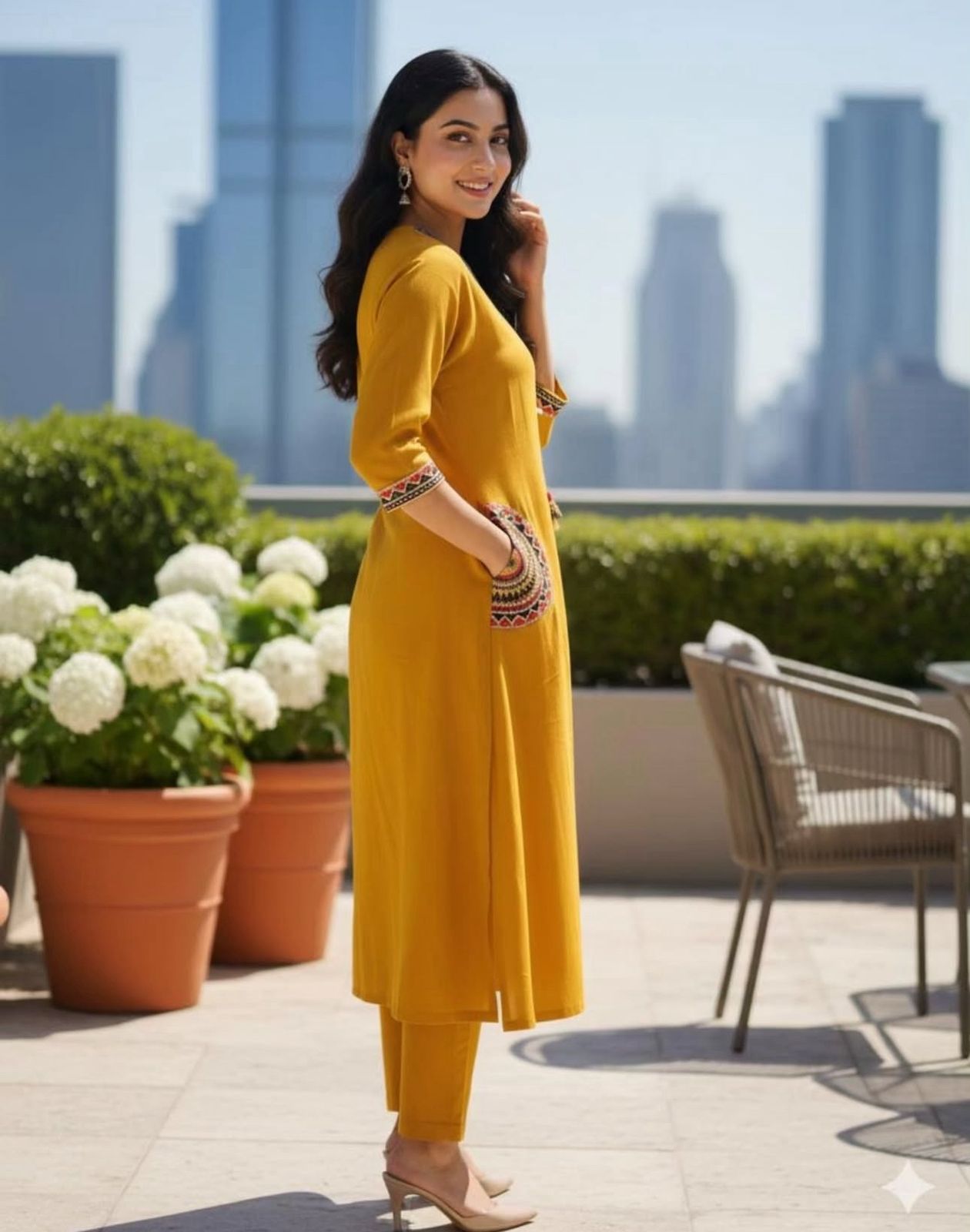 Ishani Mustard Aura Kurti Set