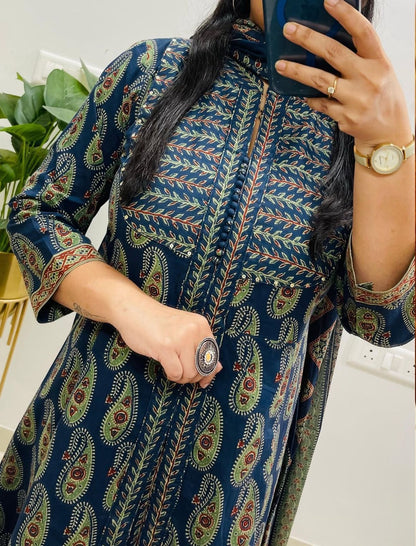 Kashni Indigo Royal Ajrakh Set