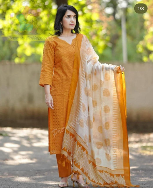 Kesariya Shilp Cotton Suit Set