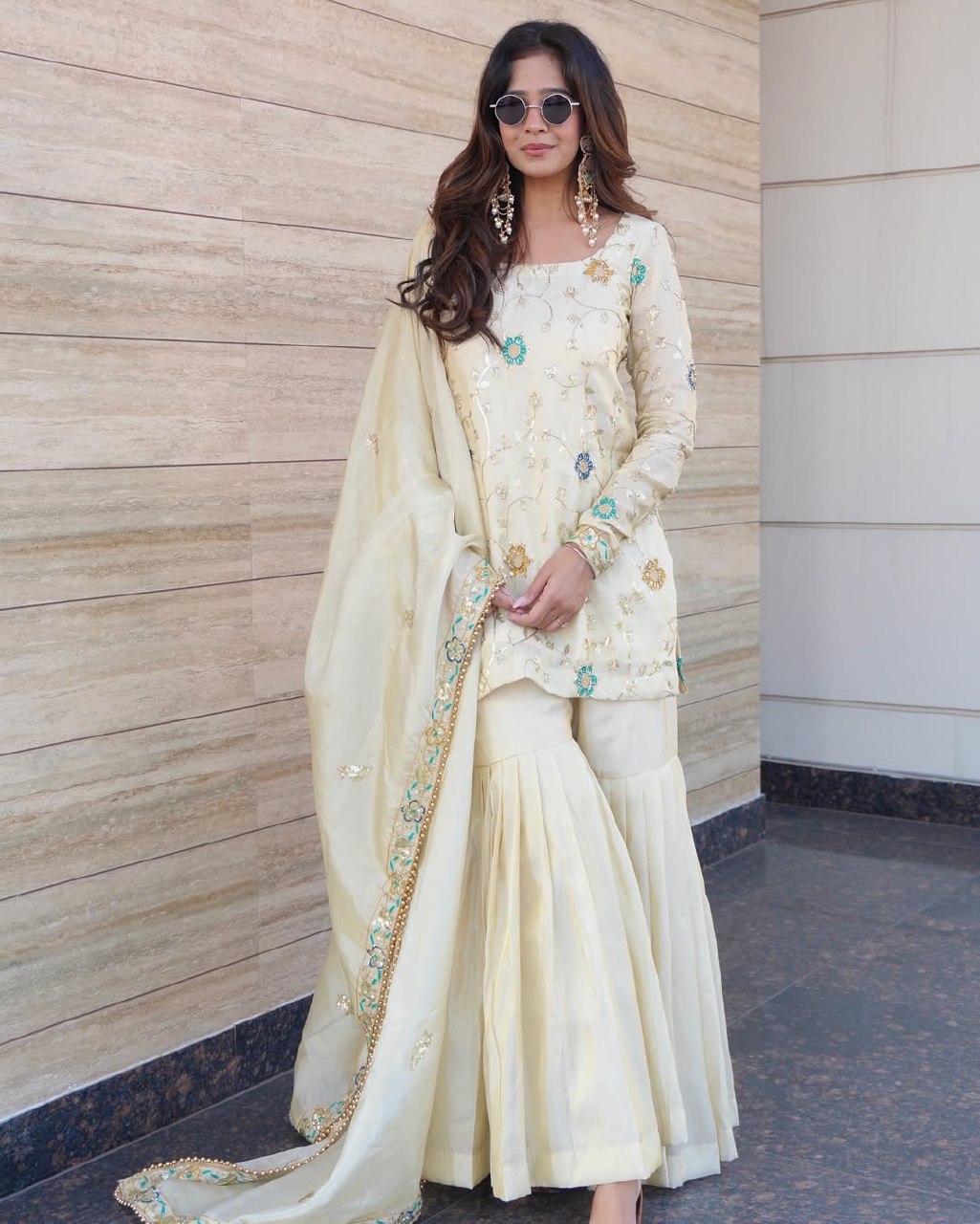 Zarqa Ivory Royale Sharara Set