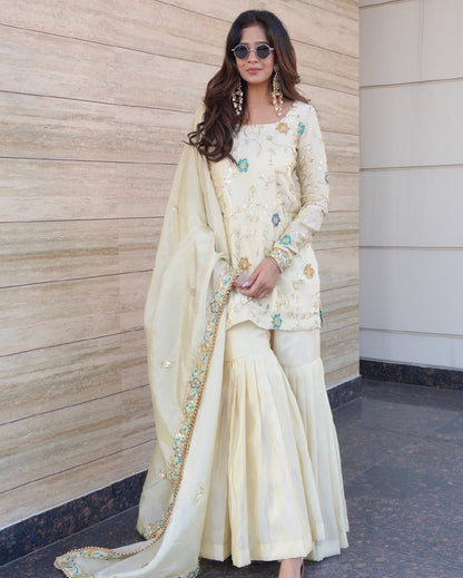 Zarqa Ivory Royale Sharara Set