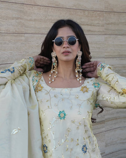 Zarqa Ivory Royale Sharara Set