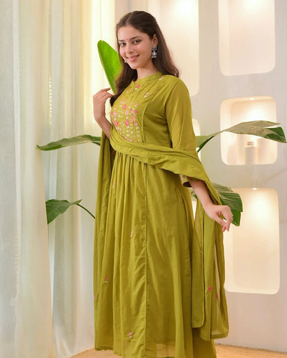 The Blooming Floral Embroidered Suit Set
